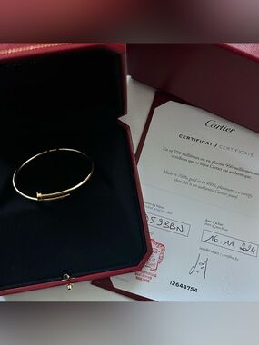 Cartier Juste Un Clou Bracelet Nail Bangle Small Model 18K Yellow Gold Size 15